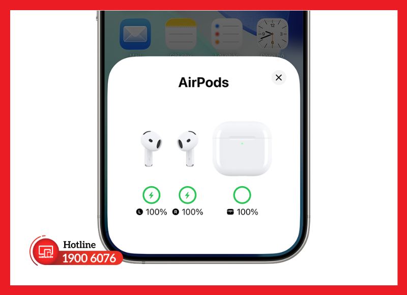 Kiểm tra dung lượng pin của từng bên AirPods