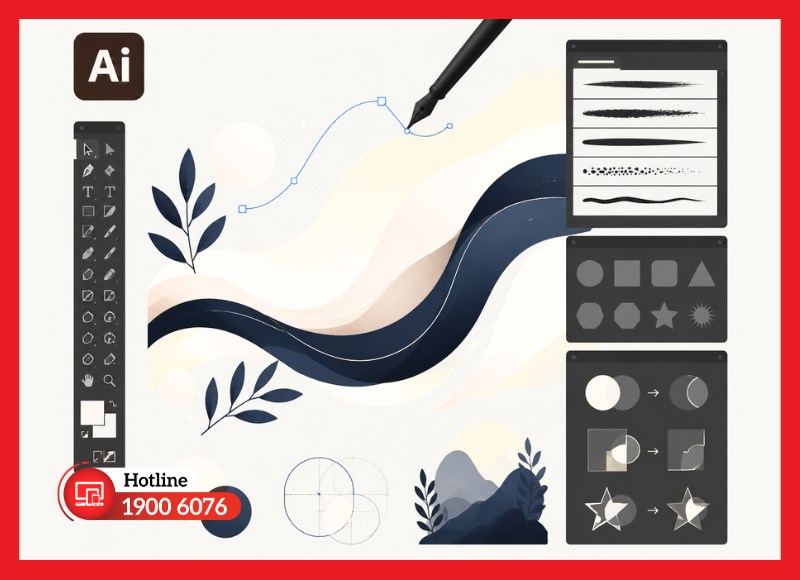 Adobe Illustrator có hệ thống Brush, Shape Builder và công cụ sáng tạo mạnh mẽ