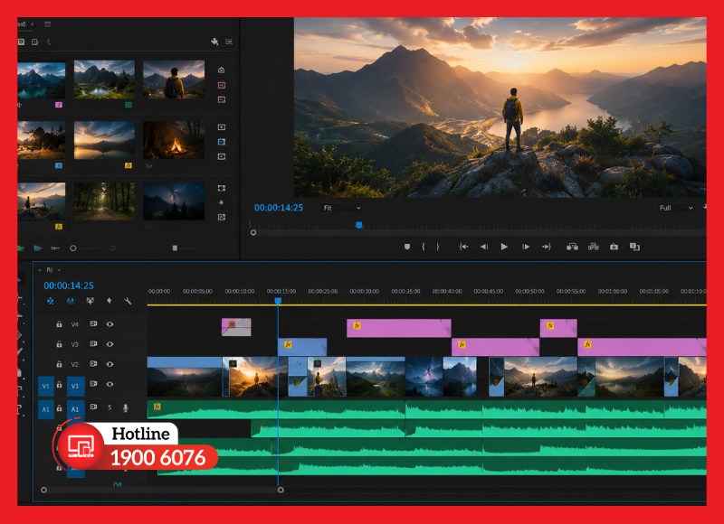 Timeline đa track hỗ trợ chỉnh sửa video linh hoạt