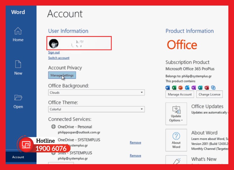 Kiểm tra email tài khoản Microsoft đang đăng nhập