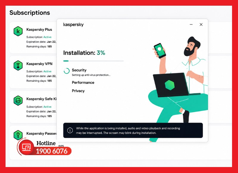 Chờ Kaspersky Plus hoàn tất quá trình cài đặt