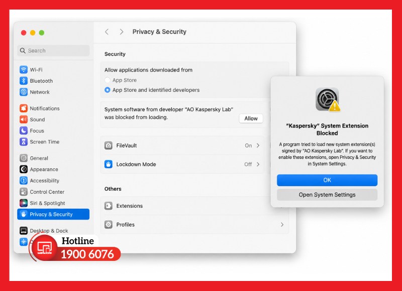 macOS chặn ứng dụng khi cài đặt