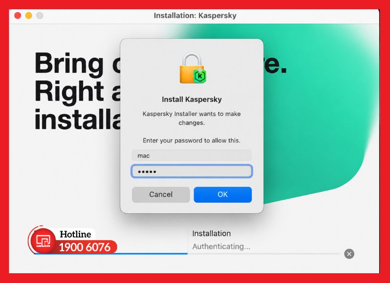 Xác thực quyền cài đặt trên macOS