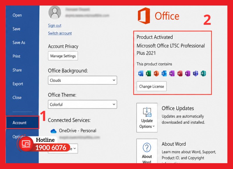 Kiểm tra trạng thái kích hoạt trực tiếp trong Word/Excel