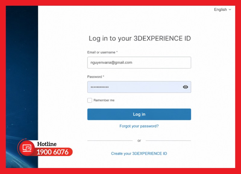 Đăng nhập tài khoản 3DEXPERIENCE để truy cập bộ cài SOLIDWORKS