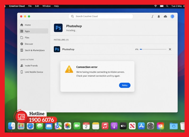 Lỗi tải chậm hoặc không kết nối được máy chủ Adobe