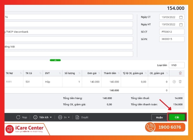 Khôi phục chứng từ đã xóa trên MISA-iCare Center #8