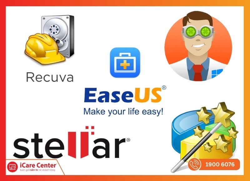 Phần mềm Recuva, EaseUS Data Recovery Wizard, Disk Drill, Stellar Data Recovery 