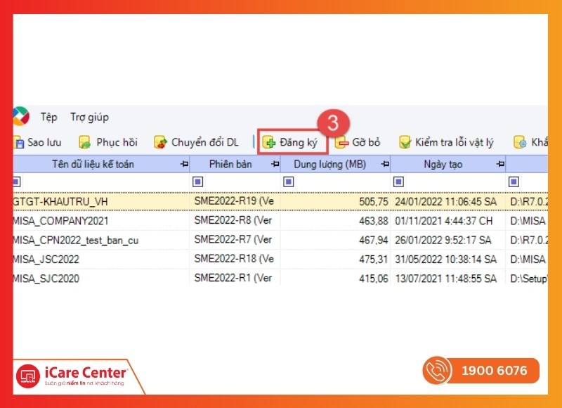 Không mở được dữ liệu kế toán trên MISA-iCare Center #7