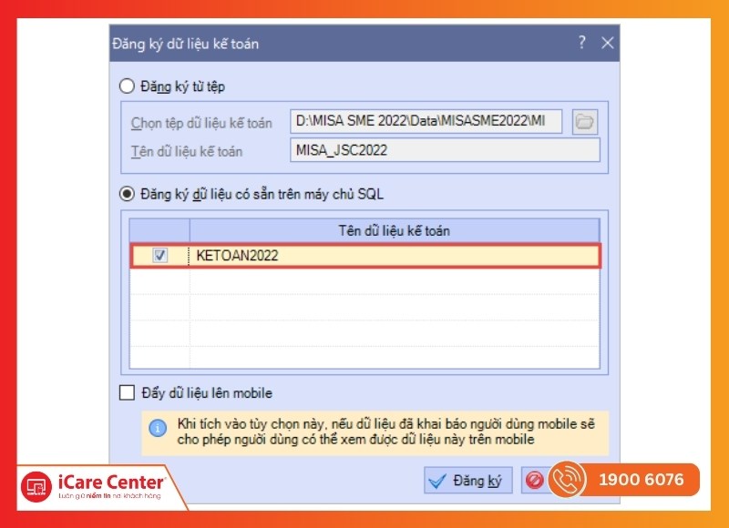 Không mở được dữ liệu kế toán trên MISA-iCare Center #9