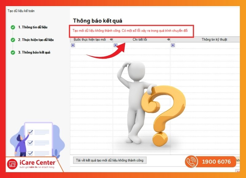 Không tạo được dữ liệu kế toán mới trên MISA-iCare Center #1