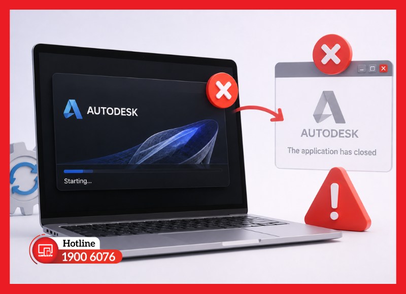 Phần mềm Autodesk tự động tắt ngay sau khi khởi động