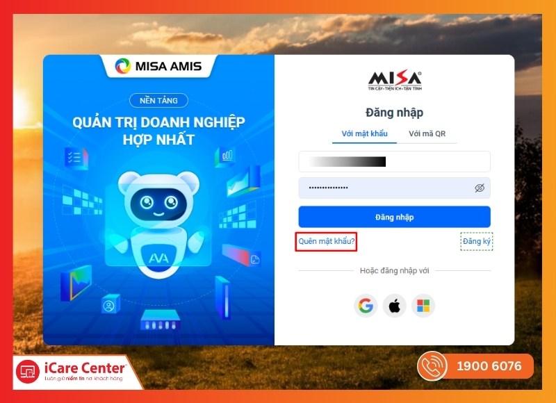 Lỗi không đăng nhập được MISA-iCare Center #2