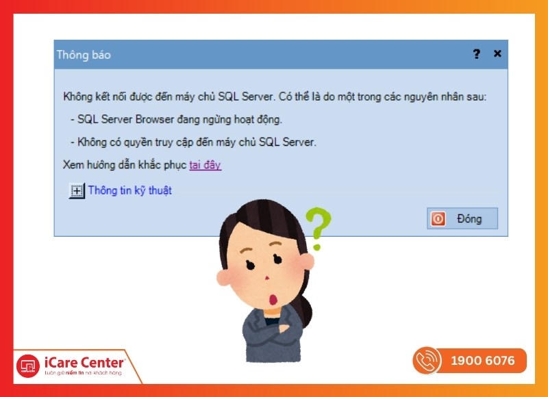 Lỗi không kết nối được với máy chủ SQL MISA-iCare Center #1
