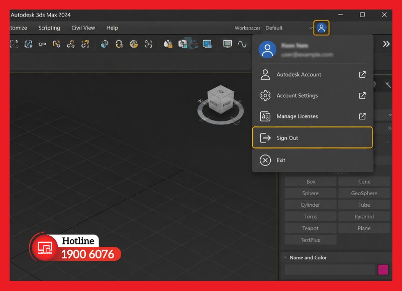Đăng xuất tài khoản Autodesk đang hoạt động