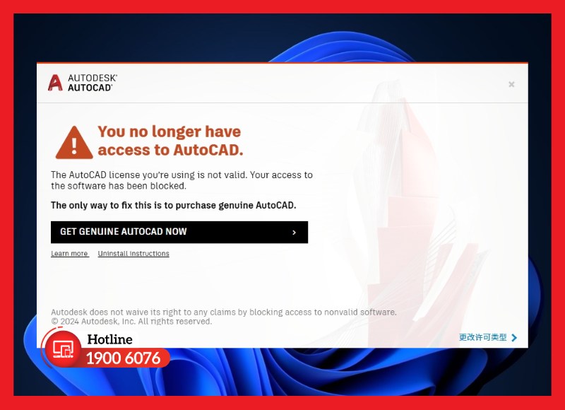 Lỗi You no longer have access to AutoCAD