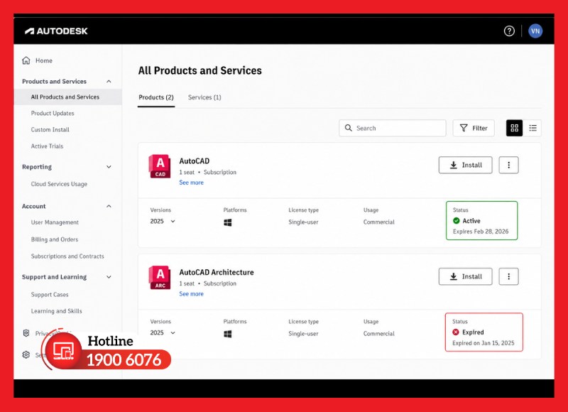 Kiểm tra và gia hạn license nếu gói bản quyền đã hết hạn