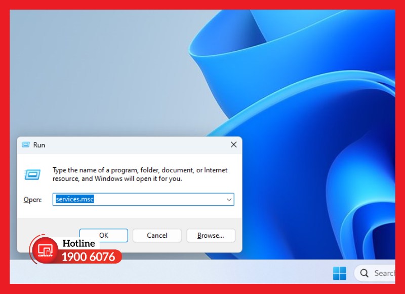 Mở cửa sổ quản lý Services trên Windows