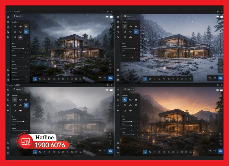 Hiệu ứng thời tiết như mưa, tuyết, sương mù sống động