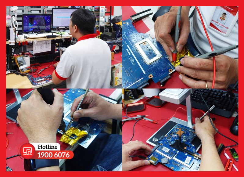 Kết hợp camera nhiệt để sửa mainboard cho laptop HP 15 không lên nguồn 