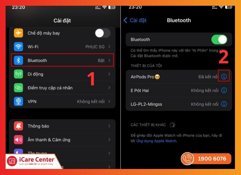 Xem lại thiết lập mic AirPods - Bước 1