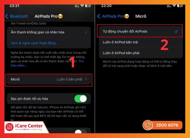 Xem lại thiết lập mic AirPods - Bước 2