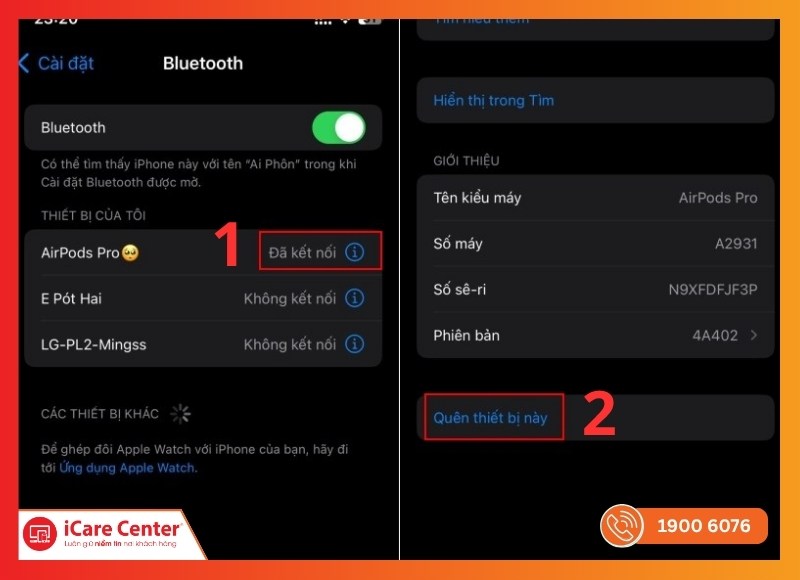 Reset AirPods về mặc định bước 3