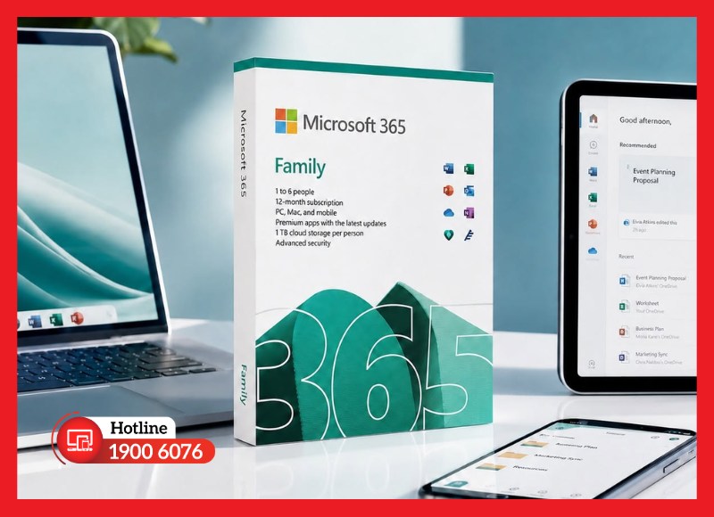 Microsoft 365 Family phù hợp nhất khi nhiều người cùng sử dụng chung một hệ sinh thái
