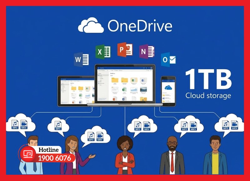 Dung lượng OneDrive 1TB lưu trữ đám mây