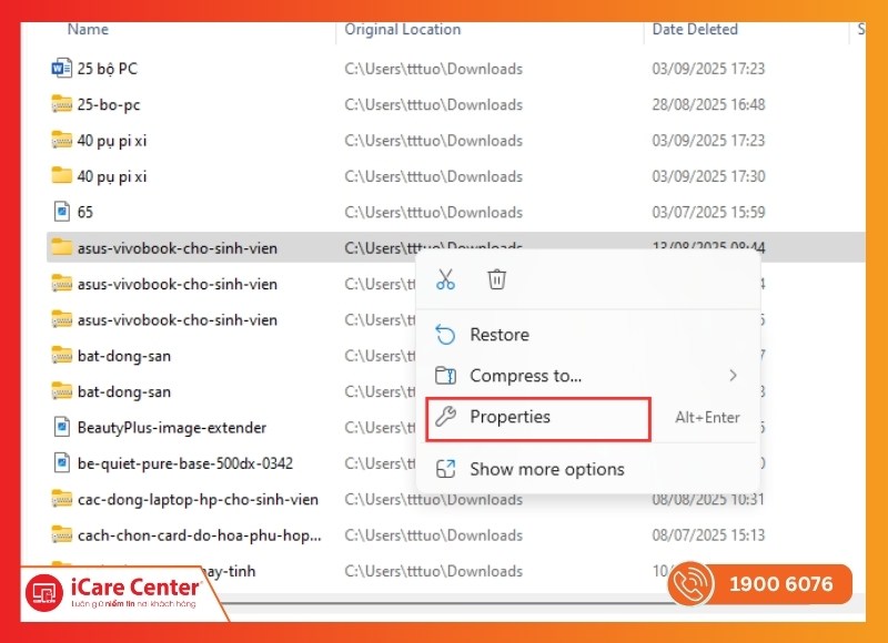 Phục hồi dữ liệu đã xóa trên ổ cứng-iCare Center #2