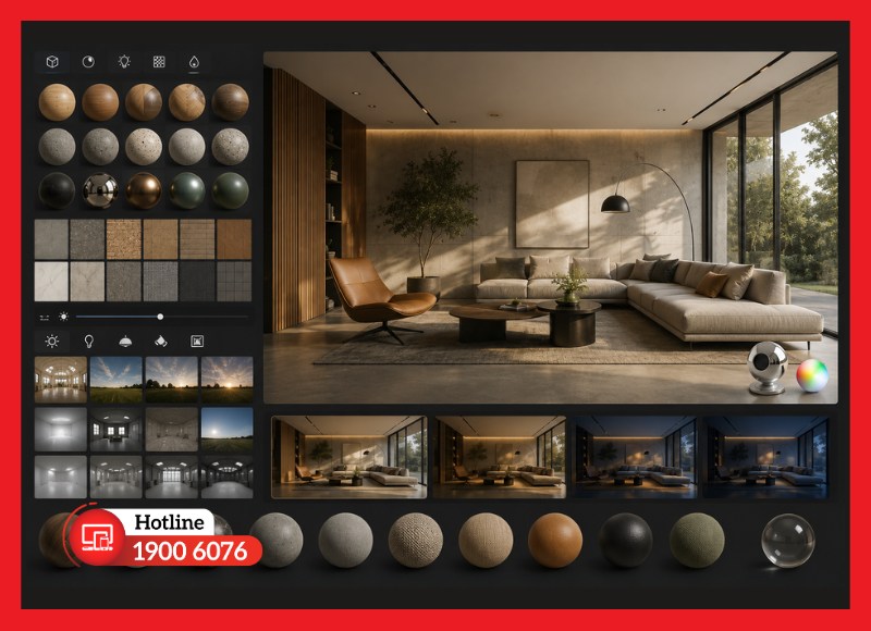 Thư viện vật liệu, ánh sáng và texture đa dạng