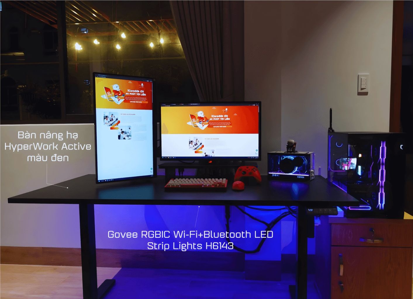 Setup góc gaming - làm việc trọn công năng với bàn nâng hạ