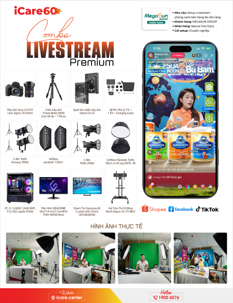 Setup phòng livestream phông xanh cho công ty dược phẩm tại phường Tây Thạnh