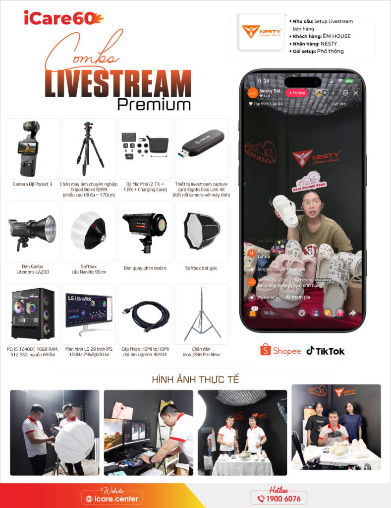 iCare60 setup phòng live chuẩn studio cho khách hàng