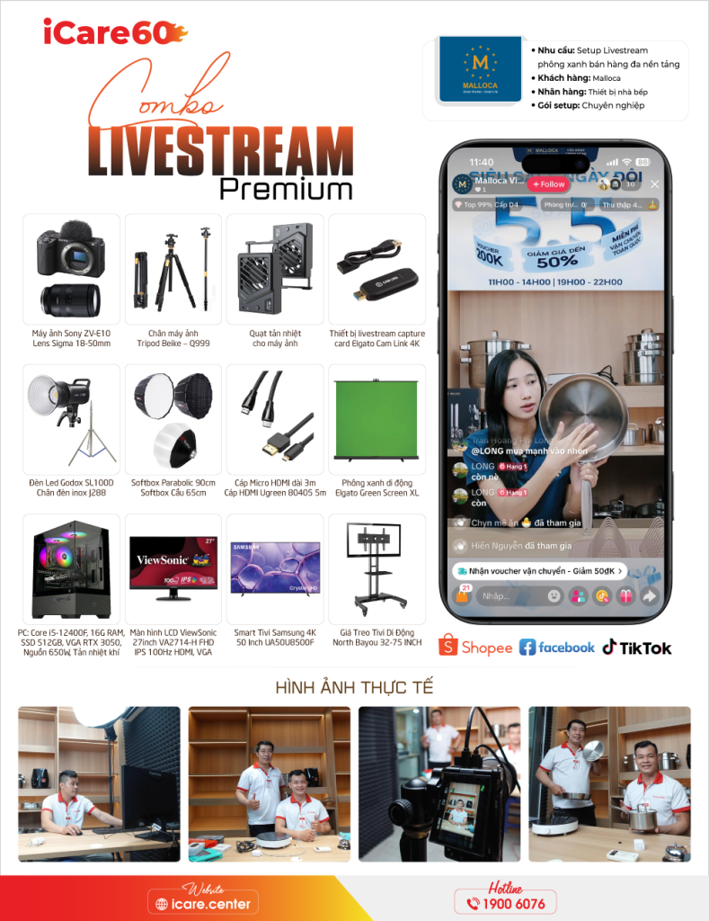 Bên trong studio livestream iCare Center setup cho thương hiệu gia dụng Malloca có gì đặc biệt?