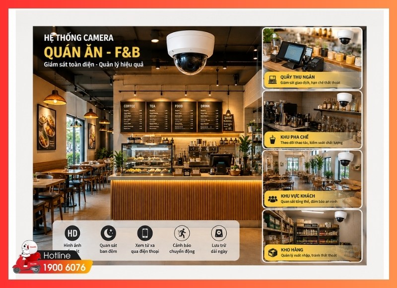 Lắp camera Phường Tân Sơn Hòa cho quán ăn, café và chuỗi F&B phục vụ khu sân bay