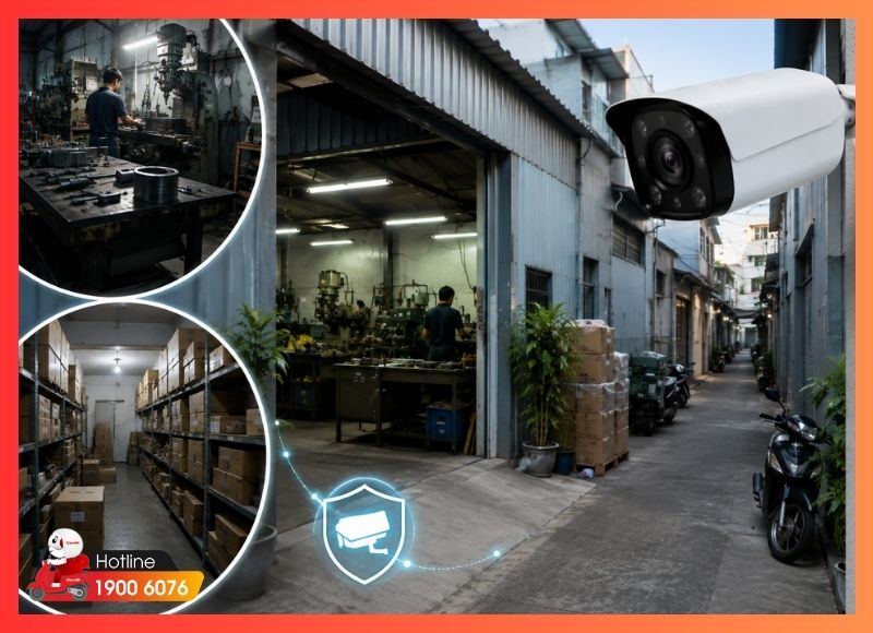Lắp đặt camera giám sát Phường Phú Thạnh cho xưởng gia công nhỏ và kho hàng hẻm