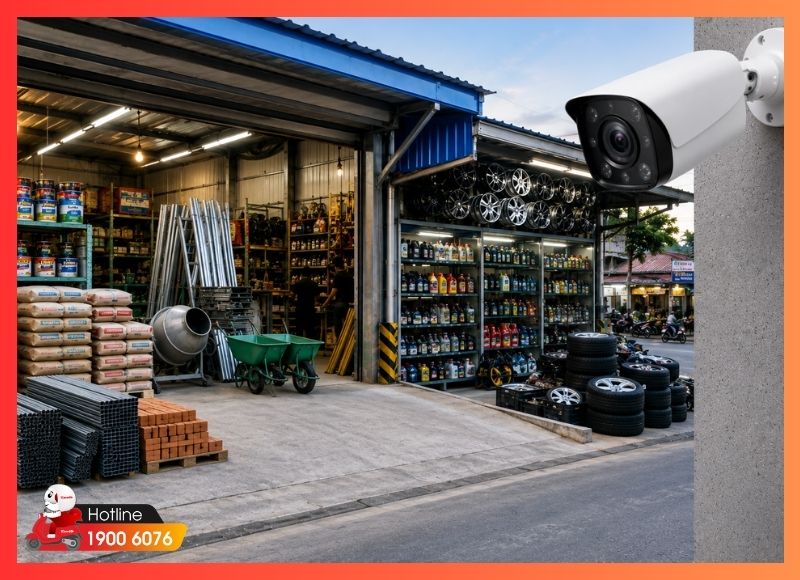 Lắp camera Phú Thọ Hòa cho cửa hàng vật liệu xây dựng và kinh doanh phụ tùng