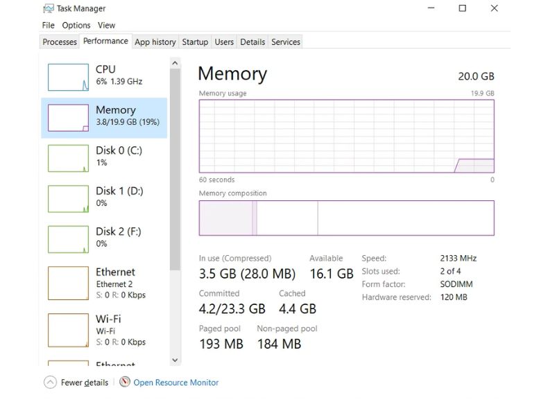 Kiểm tra dung lượng RAM đang sử dụng bằng Task Manager