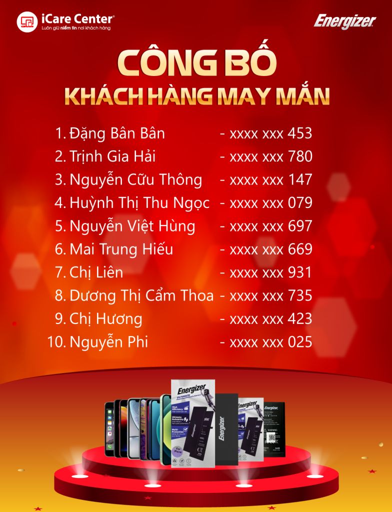 danh sách 10 khách hàng may mắn