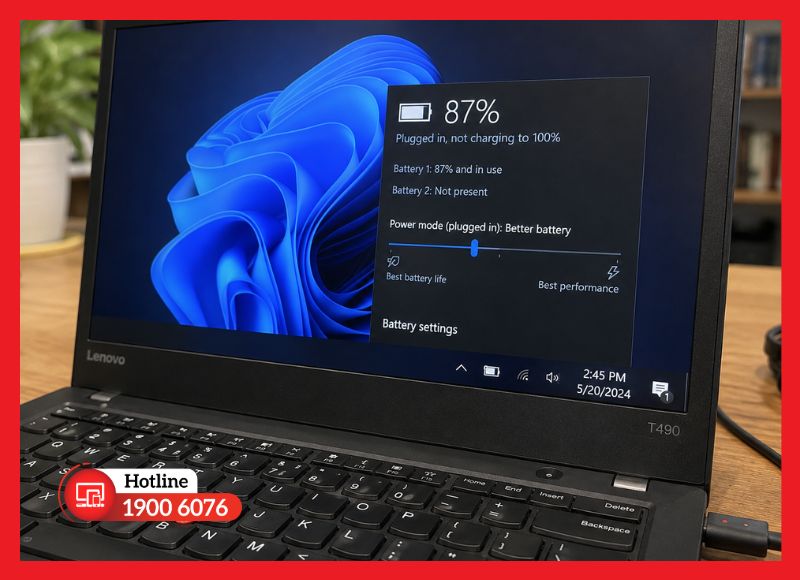 Laptop Lenovo không thể sạc đầy 100%