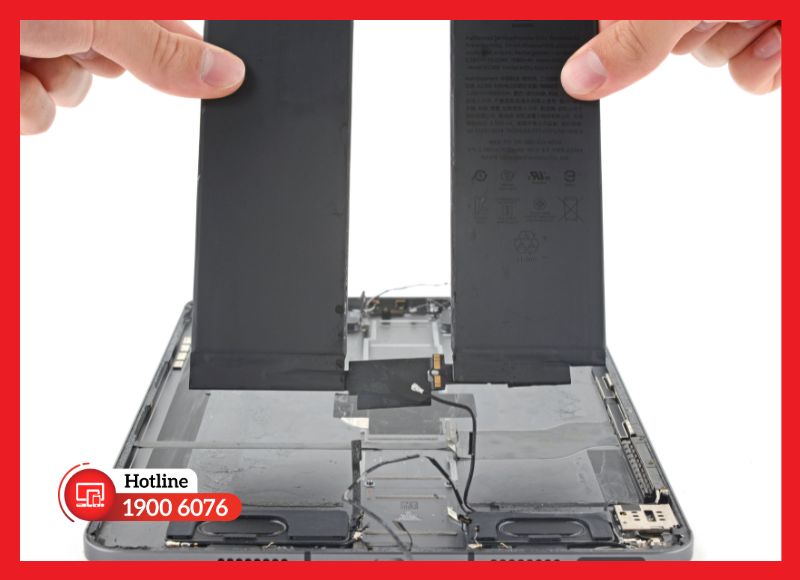 Pin Lithium Polymer 28.65Wh của iPad Pro 11 M1 được dán cố định bên trong vỏ máy