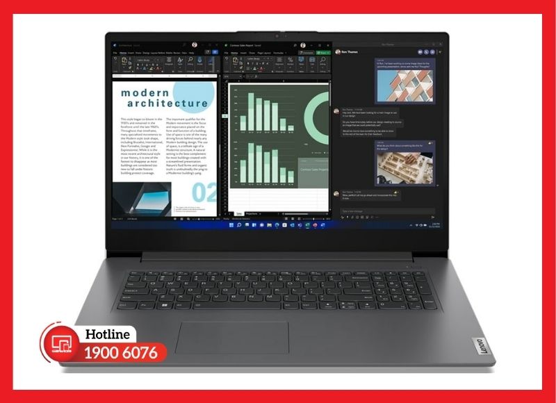 Màn hình 17.3 inch IPS sắc nét trên Lenovo V17 Gen 4