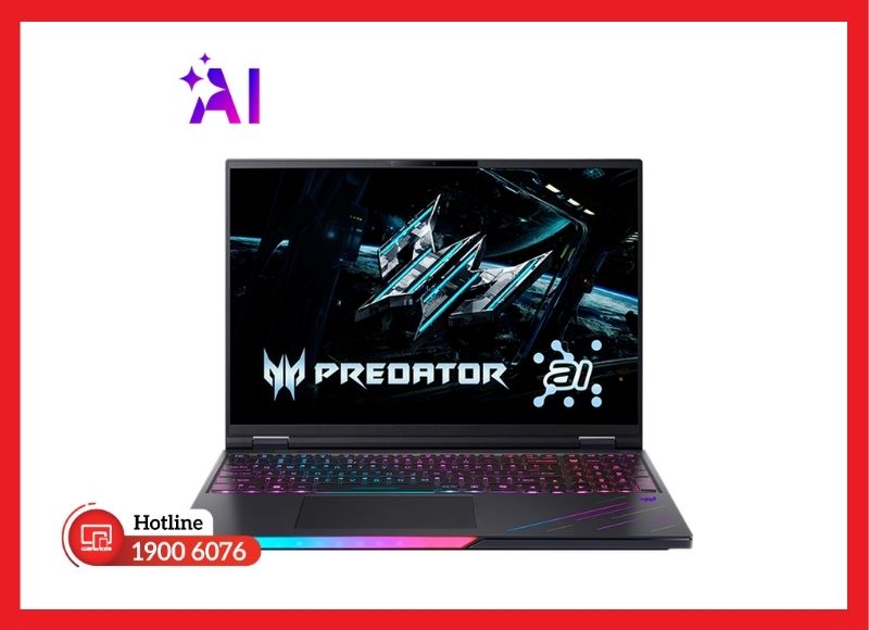 Viên pin dẹt dung lượng 90Wh nằm dọc cạnh trước máy Predator Helios 16 AI
