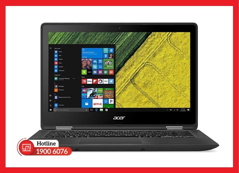 Viên pin mỏng nhẹ được lắp cố định bên trong thân máy Acer Spin 5