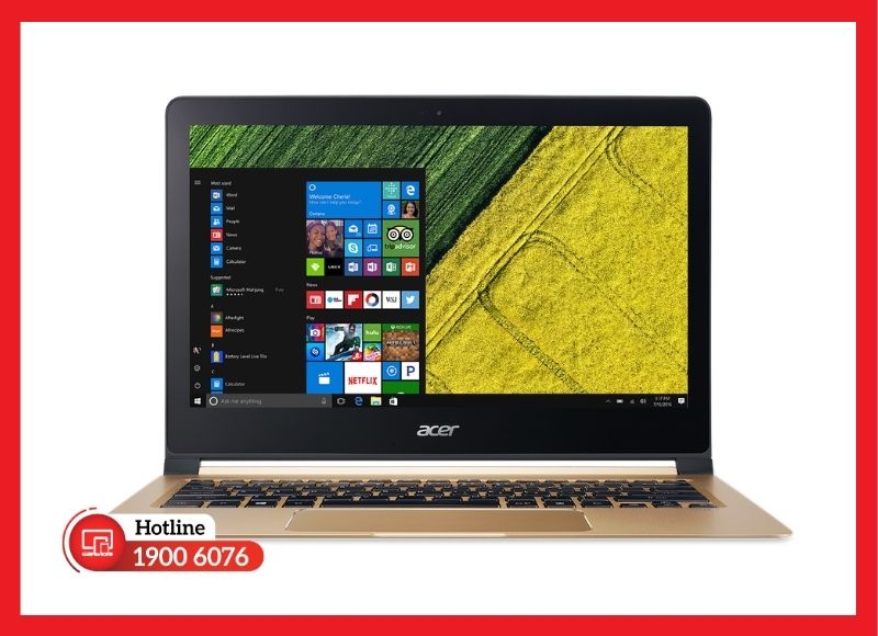 Khối pin tấm mỏng dẹt nằm gọn bên trong thân máy kim loại của Acer Swift 7