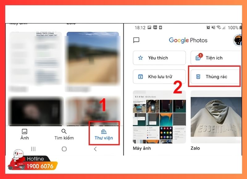 Khôi phục từ Thùng rác Google Photos