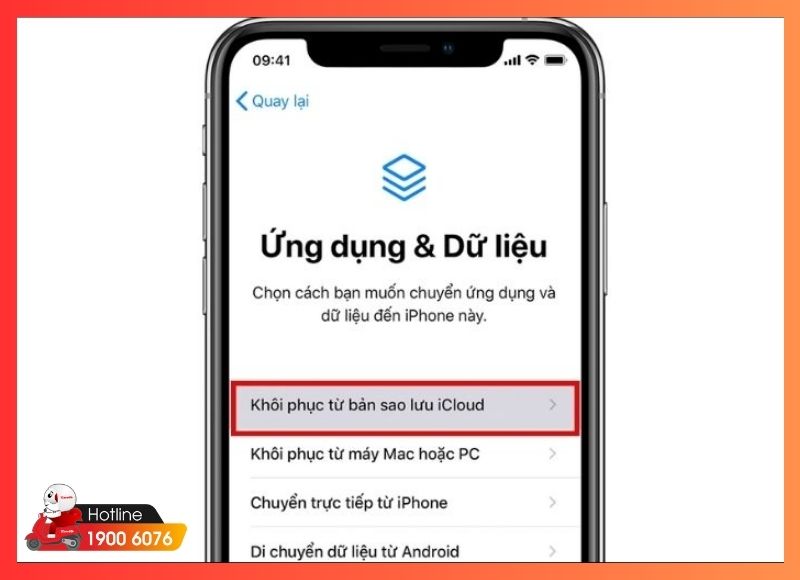 Khôi phục từ bản sao lưu iCloud