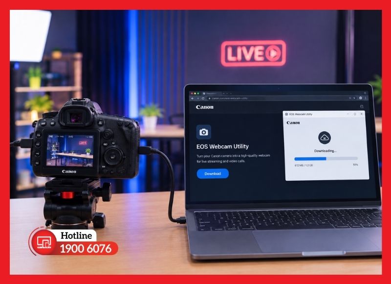 Thiết lập EOS Webcam Utility để kết nối máy ảnh
