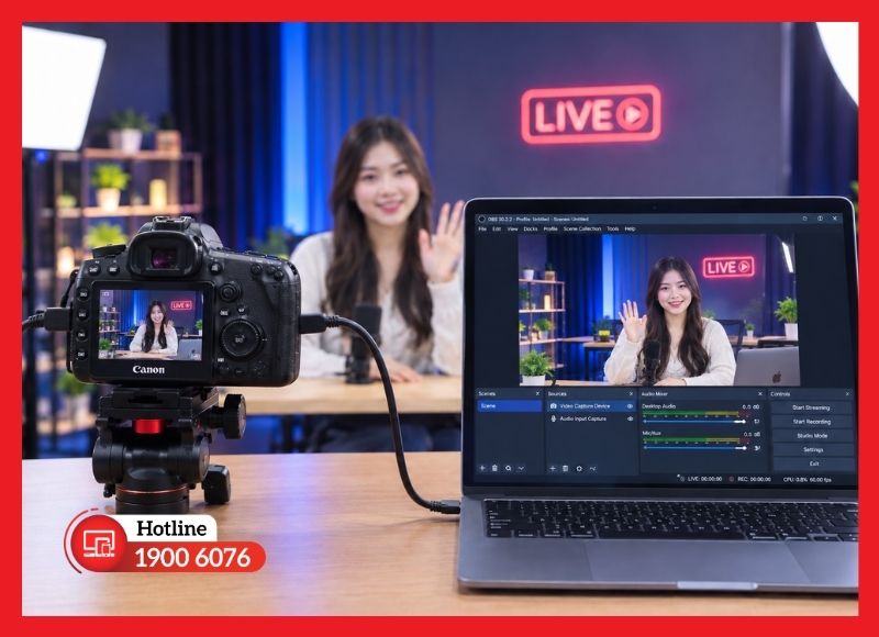 Kiểm tra tín hiệu trước khi livestream bằng máy ảnh Canon